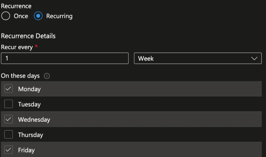 Screenshot of the Maester Azure schedule